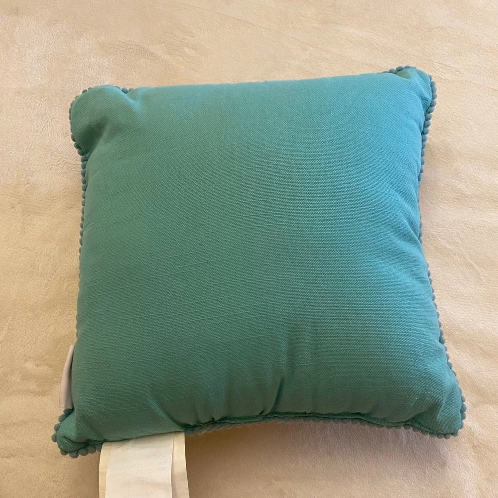 Cottontail Lane Bunny Rabbit‎ Embroidered Throw Pillow Blue Spring Easter